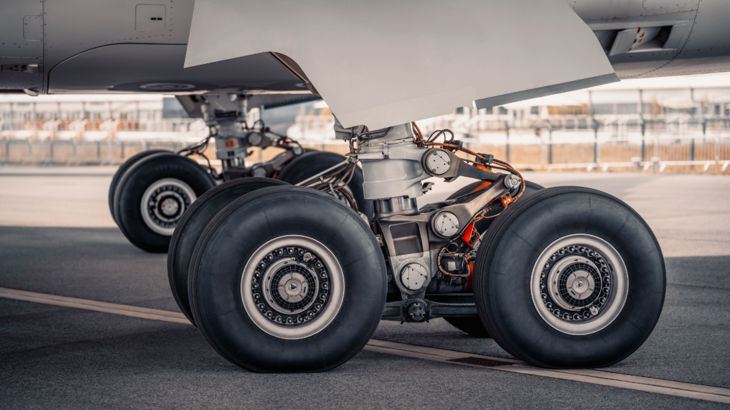 Foto des Fahrwerks eines Flugzeugs 